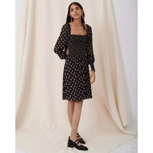 Maje Floral Long Sleeve Smocked Dress Size 4